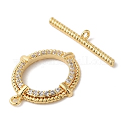 Brass Micro Pave Clear Cubic Zirconia Toggle Clasps&nbsp;KK-N254-79G