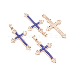 エナメルチャーム  合金パーツ  クロス  ゴールドカラー  ブルー  48x30.5x3mm  穴：5x6mm&nbsp;PALLOY-P172-070G-03
