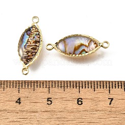 真鍮パヴェ天然パウア貝コネクタチャーム  エポキシ樹脂  ゴールドカラー  馬の目  21.5x8.5x3.5~4mm  穴：1.6mm&nbsp;LS-KK-E794-01G-09