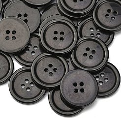 樹脂ボタン  染め  フラットラウンド  ブラック  25x3mm  穴：2mm  98個/袋&nbsp;RESI-D030-25mm-02