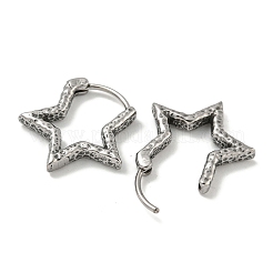 女性と男性のための316サージカルステンレススチールフープピアス  スター  アンティークシルバー  19.5x18.5mm&nbsp;EJEW-D096-16B-AS