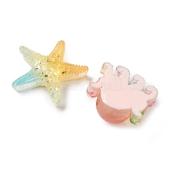 クリア樹脂カボション  海洋動物  スパンコール入り  ミックスカラー  22~32.5x21~28x9~11.5mm&nbsp;CRES-L050-02B