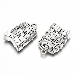 合金のチベット風チャーム  鉛フリー＆カドミウムフリー  テープ  アンティークシルバー  25x16x5.5mm  穴：1.8mm  約166個/500g&nbsp;LS-TIBE-S323-077AS-RS