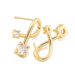 Brass Micro Pave Clear Cubic Zirconia Earring&nbsp;EJEW-U009-01G