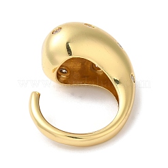 Rack Plating Brass Clear Cubic Zirconia Teardrop Open Cuff Rings for Women&nbsp;RJEW-S407-07G