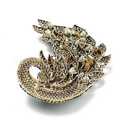 バックパックの服のための孔雀の合金ラインストーンブローチ  カラフル  92x70mm&nbsp;JEWB-P046-04AG