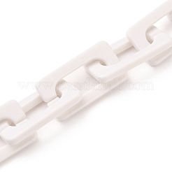 手作りの不透明なアクリルクロスチェーン  溶接されていない  ホワイト  43.5x23x4mm  約39.37インチ（1m）/連&nbsp;AJEW-JB00766-05