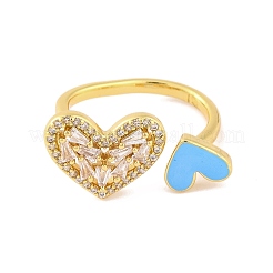 Brass Micro Pave Clear Cubic Zirconia Open Cuff Rings&nbsp;RJEW-U009-04C-G