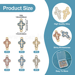 24Pcs 6 Colors Alloy Rhinestone Connector Charms&nbsp;FIND-TA0008-75