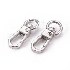 合金回転式ナスカン  スイベルスナップフック  プラチナ  31.5x12.5x6mm  穴：4.5x8.5mm&nbsp;PALLOY-WH0070-29P