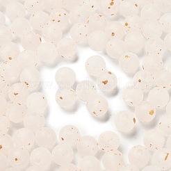 つや消し透明なアクリルビーズ  ラウンド  金箔とグリッター付き  グラデーションカラー  ミックスカラー  8x7.5mm  穴：2mm  約2000個/500g&nbsp;OACR-F013-13
