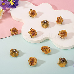 プリザーブドローズペンダント10個  バラの花のチャーム  ゴールド  25~28x22~25x20~23mm  穴：1.5mm&nbsp;KY-TA0001-59D