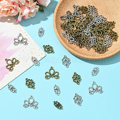 60個 6スタイル チベットスタイルリンク/コネクター  花  鉛フリー及びカドミウムフリー  ミックスカラー  16~21x8~21x1~3.5mm  穴：1~2mm  10個/スタイル&nbsp;TIBE-YW0001-68-1