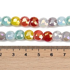 電気メッキオペークガラスビーズ連売り  ロンデル  多面カット  ミックスカラー  7.5~8x5~5.5mm  穴：1.4~1.5mm  約54~56個/連  15.67~16.14''（39.8~41センチメートル）&nbsp;EGLA-G039-02A-01