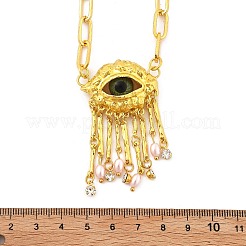 Alloy Rhinestone Evil Eye Pendant Necklaces&nbsp;NJEW-A037-01G