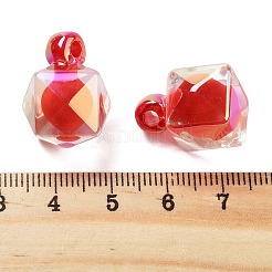 UVメッキ不透明アクリルパーツ  クリスマステーマ  虹色のツートン  トップ掘削  ポリゴン  ファイヤーブリック  21x16x16mm  穴：3mm&nbsp;OACR-S142-03A