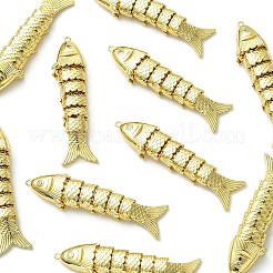 真鍮製マイクロパヴェキュービックジルコニアビッグサイズペンダントトップ  魚のチャーム  カドミウムフリー＆鉛フリー  ラックめっき  長持ちメッキ  丸カン付き  18KGP本金メッキ  透明  63x16x10mm  穴：1.6mm&nbsp;KK-C143-52C-G