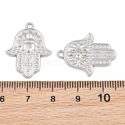304ステンレスペンダント  花とナザールボンジュウのお守りが付いたハムサの手  ステンレス鋼色  24x18.5x2mm  穴：1.6mm&nbsp;SA-CBA3ECF-31P