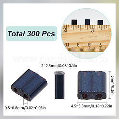 300 穴不透明ガラスシードビーズ 2 個  正方形  ブラック  5x4.5~5.5x2~2.5mm  穴：0.5~0.8mm&nbsp;SEED-SC0001-19