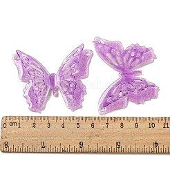 アクリル製の大きなペンダント  蝶  パープル  45x57x17mm  穴：2.5mm&nbsp;MACR-M046-01
