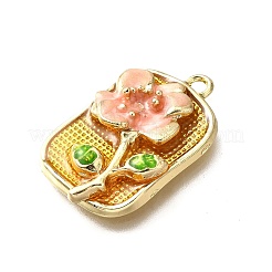 花合金エナメルペンダント  ラックめっき  長持ちメッキ  鉛フリー＆カドミウムフリー＆ニッケルフリー  ゴールドカラー  長方形  26x17x5.5mm  穴：2mm&nbsp;ENAM-K076-07B-G