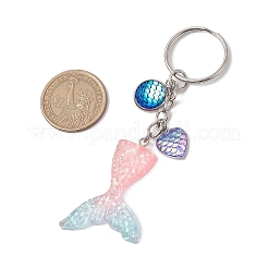 人魚のしっぽ樹脂ペンダントキーホルダー  鉄のキーホルダーリング付き  プラチナ  99.5mm&nbsp;KEYC-JKC01069