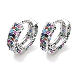 Brass Micro Pave Cubic Zirconia Hoop Earrings for Women&nbsp;EJEW-A167-19P-01