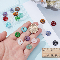 20Pcs 10 Styles Natural & Synthetic Mixed Gemstone Donut/Pi Disc Charms&nbsp;G-WR0001-06