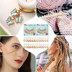 Alloy Enamel Rabbit & Moon Pendant Locking Stitch Markers&nbsp;HJEW-AB00027
