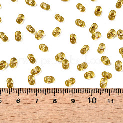 ベーキングペイント透明ガラスシードビーズ  銀並ぶ  ピーナッツ  ゴールデンロッド  5.5~6.5x3.5~4x3~3.5mm  穴：1.2~1.4mm  約4500個/ポンド&nbsp;SEED-N006-05C