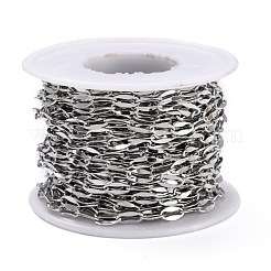 変色しにくい304ステンレススチールアズキチェーン  スプールで  ハンダ付け  ステンレス鋼色  8x3.8x0.8mm  10.93ヤード（10m）/ロール&nbsp;CHS-D033-01P