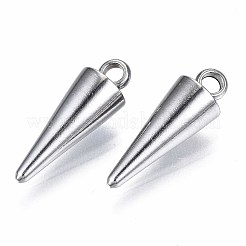 変色しにくい201ステンレススチールペンダント  コーン  ステンレス鋼色  14.5x5mm  穴：1.6mm&nbsp;STAS-S117-002B-01