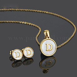 304 Stainless Steel with Natural Shell Pendant Necklaces & Stud Earrings Sets&nbsp;FS-WG5FD70-04