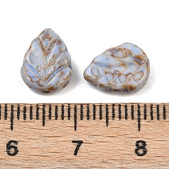 チェコ産プレスガラスビーズ  葉  ライトスチールブルー  10.5x8.5x3.5mm  穴：0.8mm  約520個/袋&nbsp;GLAA-I061-06B