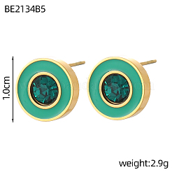 304 Stainless Steel Enamel Stud Earrings&nbsp;STAS-OY003-57G