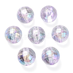 テクスチャード UV メッキ レインボー虹色透明アクリル ビーズ  ラウンド  スミレ  15.5mm  穴：2.6mm&nbsp;OACR-C007-09A