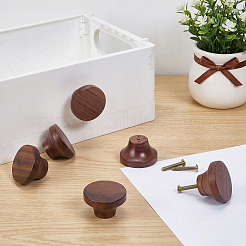 木製引き出しキャビネットの取っ手  フラットラウンド  ネジ付き  ココナッツブラウン  40.5x25mm&nbsp;FIND-WH0111-903B