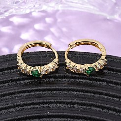 Brass Micro Pave Cubic Zirconia Teardrop Hoop Earrings&nbsp;EJEW-S280-05G