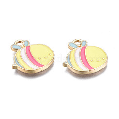合金ペンダント  エナメル  カドミウムフリー＆鉛フリー  ライトゴールド  蜂  きいろ  17x15.5x1.5mm  穴：2mm&nbsp;ENAM-S119-081-RS