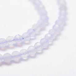 天然石ブルーレースアゲートビーズ連売り  多面カット  ラウンド  2mm  穴：0.5mm  約175個/連  14.9インチ（38cm）&nbsp;X-G-K185-04