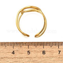 304ステンレススチール中空楕円オープンカフリング  18KGP本金メッキ  19mm  調整可能&nbsp;RJEW-M072-03G