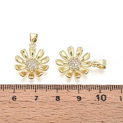 真鍮製マイクロパヴェキュービックジルコニアペンダント  花  16KGP本金メッキ  19~20x16x3~3.5mm  穴：3.5x5mm&nbsp;KK-T071-87G