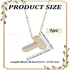 1Pc Brass Micro Pave Cubic Zirconia Letter Pendant Necklaces&nbsp;NJEW-LP0001-43T-G