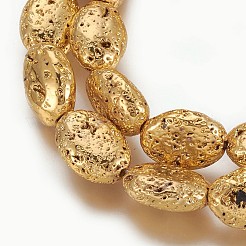 Electroplated Natural Lava Rock Beads Strands&nbsp;G-P400-01G