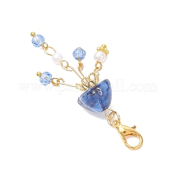 8Pcs 4 Colors Imitated Pearl Acrylic Beads with Glass Pendant Decorations&nbsp;HJEW-JM04716-02