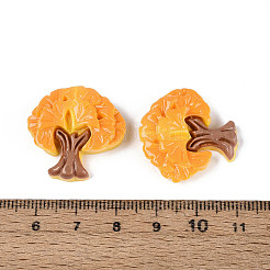 不透明樹脂デコデンカボション  イチョウの木  オレンジ  25~25.5x25~25.5x7~7.5mm&nbsp;RESI-N051-07