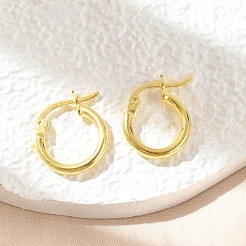 925スターリングシルバーフープピアス  女性のための分厚い小さなハギーフープピアス  18KGP本金メッキ  14x13x2mm  ピン：0.5x1mm&nbsp;STER-P047-13A-G