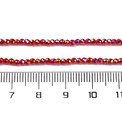 透明電気メッキガラスビーズ連売り  丸いビーズの連売りファセット  ファイヤーブリック  2mm  穴：0.6mm  約194~195個/連  14.17~14.49''（36~36.8センチメートル）&nbsp;EGLA-H107-01A-AB03