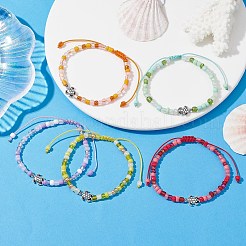 Alloy Tortoise & Glass Seed Braided Bead Bracelet&nbsp;BJEW-JB09750