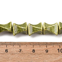 ヴィンテージの手作り磁器ビーズの連  ファンシーアンティーク施釉磁器  ポリゴン  黄緑  11.5x9.5x8.5mm  穴：1.2mm  約30個/連  14.17''（36センチメートル）&nbsp;PR-CBAA37B-10F